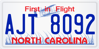 NC license plate AJT8092