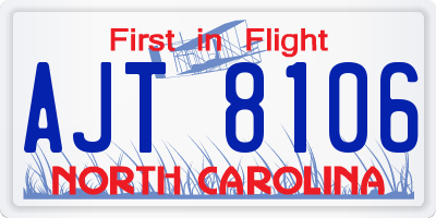 NC license plate AJT8106