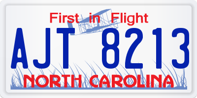 NC license plate AJT8213