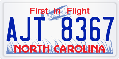 NC license plate AJT8367