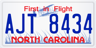 NC license plate AJT8434
