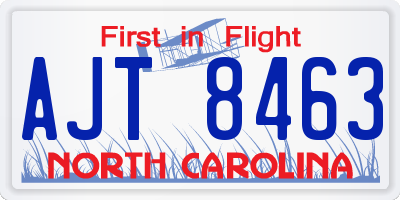 NC license plate AJT8463