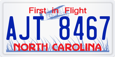 NC license plate AJT8467