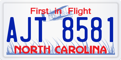 NC license plate AJT8581
