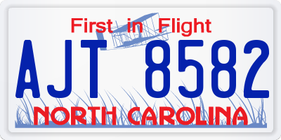NC license plate AJT8582