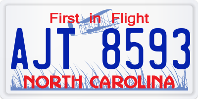 NC license plate AJT8593