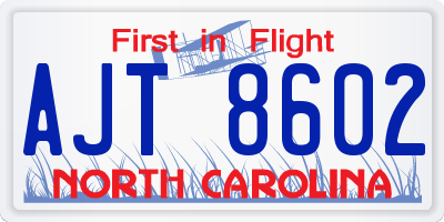 NC license plate AJT8602