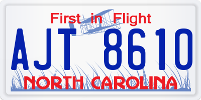 NC license plate AJT8610