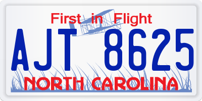 NC license plate AJT8625