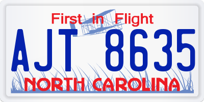 NC license plate AJT8635