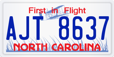 NC license plate AJT8637