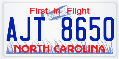 NC license plate AJT8650
