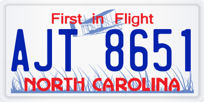 NC license plate AJT8651