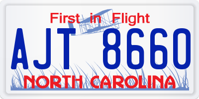 NC license plate AJT8660