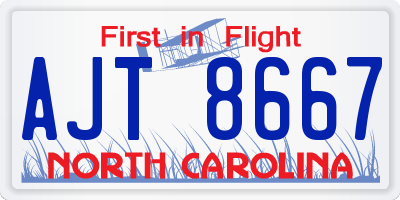 NC license plate AJT8667
