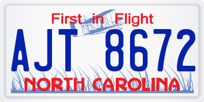 NC license plate AJT8672