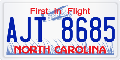 NC license plate AJT8685