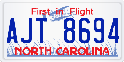 NC license plate AJT8694