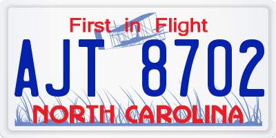 NC license plate AJT8702