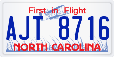 NC license plate AJT8716