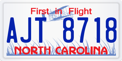 NC license plate AJT8718