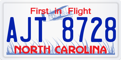 NC license plate AJT8728