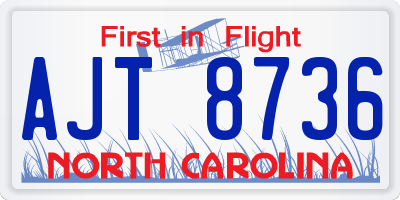 NC license plate AJT8736