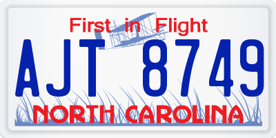 NC license plate AJT8749