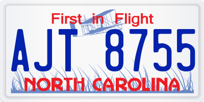 NC license plate AJT8755