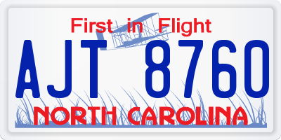 NC license plate AJT8760