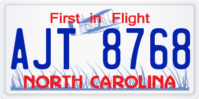 NC license plate AJT8768