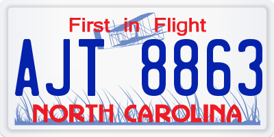 NC license plate AJT8863