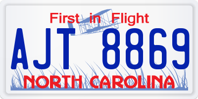 NC license plate AJT8869