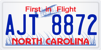 NC license plate AJT8872