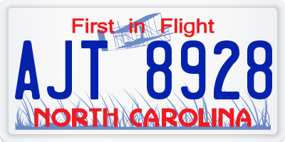 NC license plate AJT8928