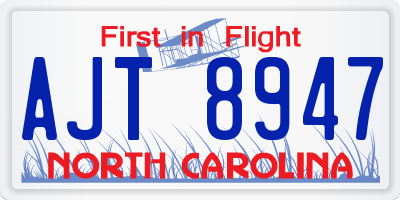 NC license plate AJT8947