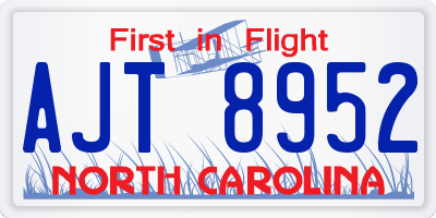 NC license plate AJT8952
