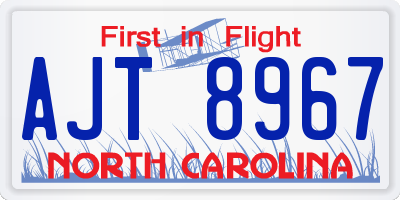 NC license plate AJT8967