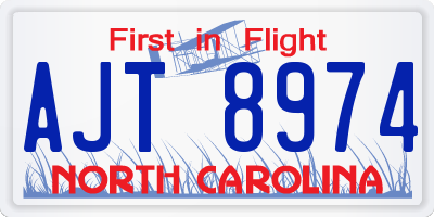 NC license plate AJT8974