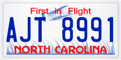 NC license plate AJT8991