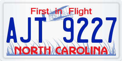 NC license plate AJT9227