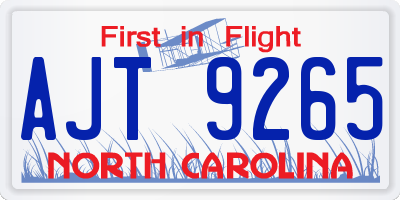 NC license plate AJT9265