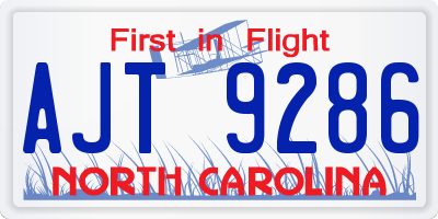 NC license plate AJT9286