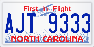NC license plate AJT9333