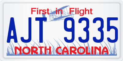 NC license plate AJT9335