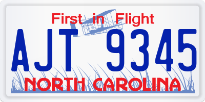 NC license plate AJT9345