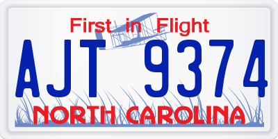 NC license plate AJT9374