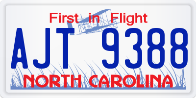 NC license plate AJT9388