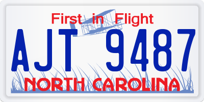 NC license plate AJT9487