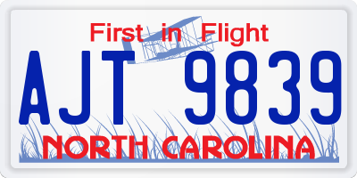 NC license plate AJT9839